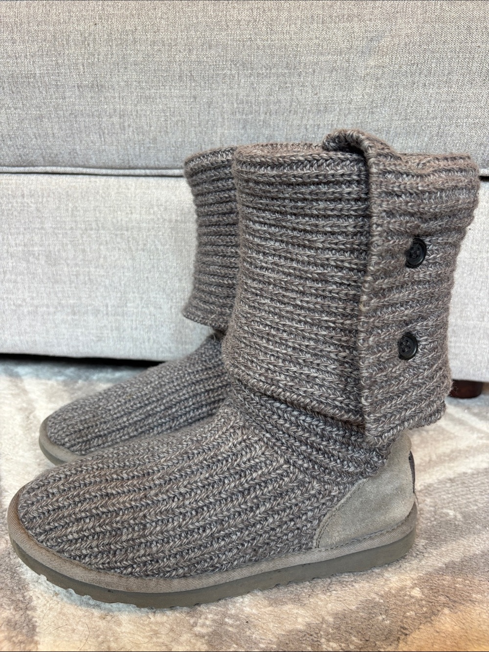 UGG Australia Cardy Y2K Charcoal Knit sweater boots 9